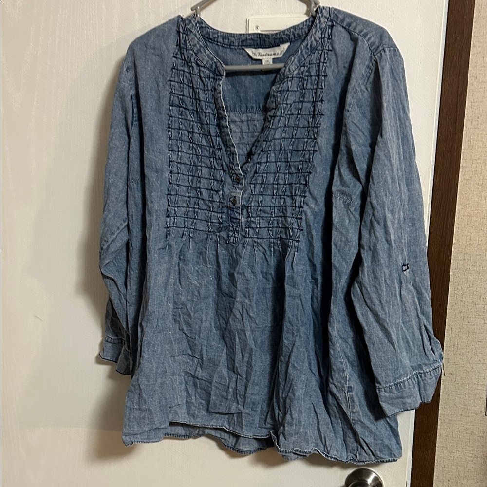 Tantrums Blue Smocked Blouse